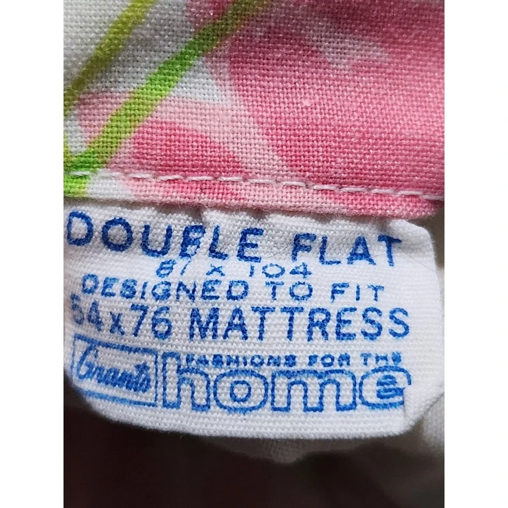 1960s VTG Daisy Floral Blue Pink Pastel Double Flat Sheet Grants For Home 54x76‎